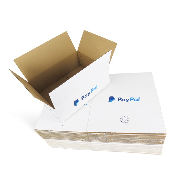 300 x PP6 Maximum Size Royal Mail Small Parcel PayPal Branded White Cardboard Boxes 442x342x145mm